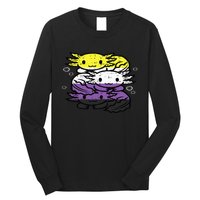 Nonbinary Axolotl Pile Non Binary Enby Lgbtq Long Sleeve Shirt