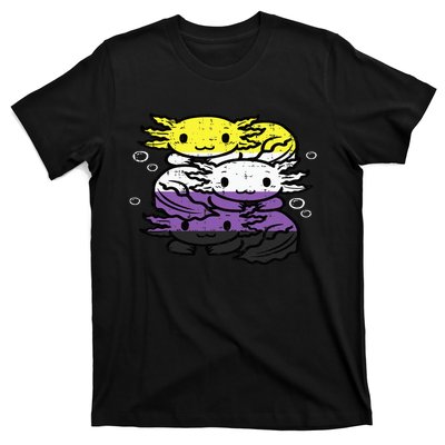 Nonbinary Axolotl Pile Non Binary Enby Lgbtq T-Shirt