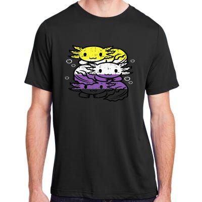 Nonbinary Axolotl Pile Non Binary Enby Lgbtq Adult ChromaSoft Performance T-Shirt