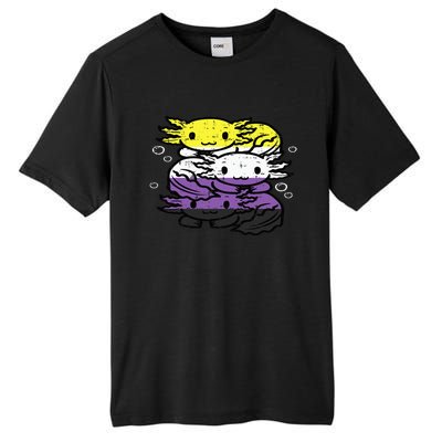 Nonbinary Axolotl Pile Non Binary Enby Lgbtq Tall Fusion ChromaSoft Performance T-Shirt