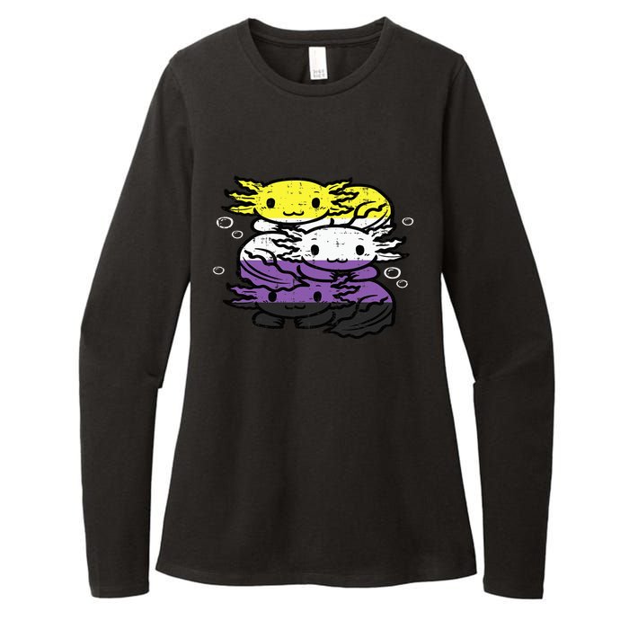 Nonbinary Axolotl Pile Non Binary Enby Lgbtq Womens CVC Long Sleeve Shirt