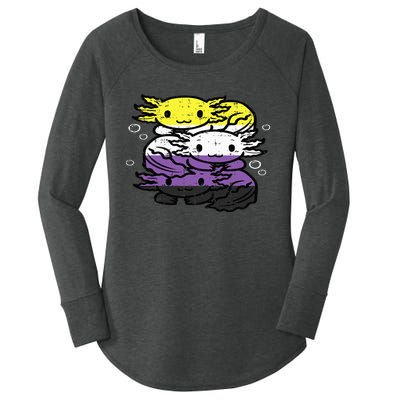 Nonbinary Axolotl Pile Non Binary Enby Lgbtq Women's Perfect Tri Tunic Long Sleeve Shirt