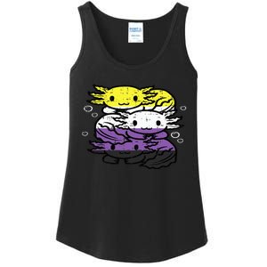 Nonbinary Axolotl Pile Non Binary Enby Lgbtq Ladies Essential Tank