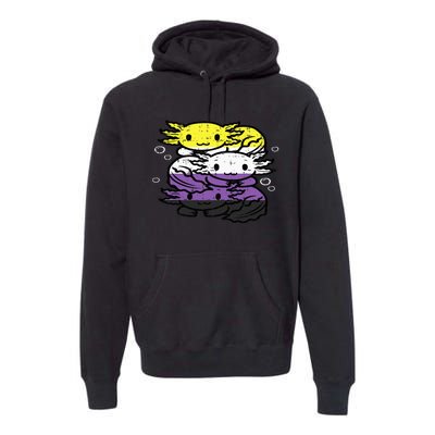 Nonbinary Axolotl Pile Non Binary Enby Lgbtq Premium Hoodie