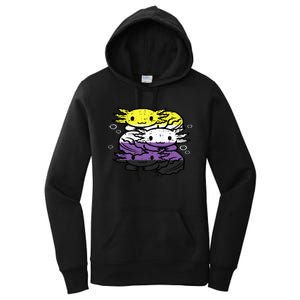 Nonbinary Axolotl Pile Non Binary Enby Lgbtq Women's Pullover Hoodie