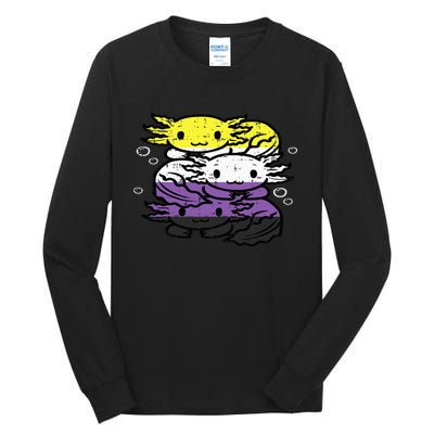 Nonbinary Axolotl Pile Non Binary Enby Lgbtq Tall Long Sleeve T-Shirt