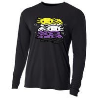 Nonbinary Axolotl Pile Non Binary Enby Lgbtq Cooling Performance Long Sleeve Crew