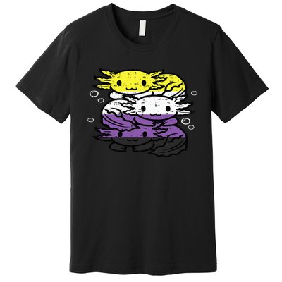 Nonbinary Axolotl Pile Non Binary Enby Lgbtq Premium T-Shirt