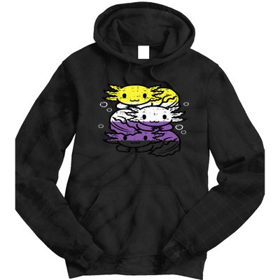 Nonbinary Axolotl Pile Non Binary Enby Lgbtq Tie Dye Hoodie