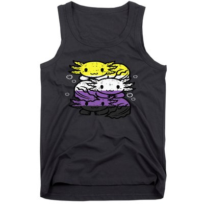 Nonbinary Axolotl Pile Non Binary Enby Lgbtq Tank Top