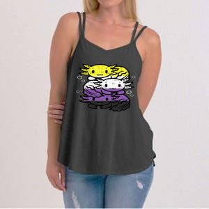 Nonbinary Axolotl Pile Non Binary Enby Lgbtq Women's Strappy Tank