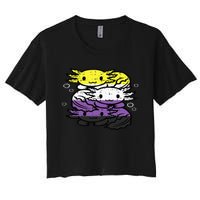 Nonbinary Axolotl Pile Non Binary Enby Lgbtq Women's Crop Top Tee