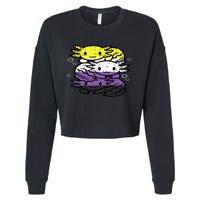 Nonbinary Axolotl Pile Non Binary Enby Lgbtq Cropped Pullover Crew