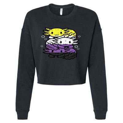 Nonbinary Axolotl Pile Non Binary Enby Lgbtq Cropped Pullover Crew