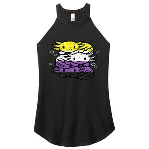 Nonbinary Axolotl Pile Non Binary Enby Lgbtq Women's Perfect Tri Rocker Tank