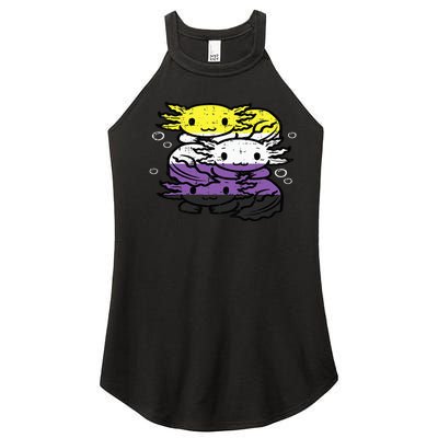 Nonbinary Axolotl Pile Non Binary Enby Lgbtq Women’s Perfect Tri Rocker Tank