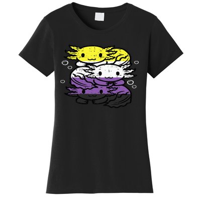 Nonbinary Axolotl Pile Non Binary Enby Lgbtq Women's T-Shirt