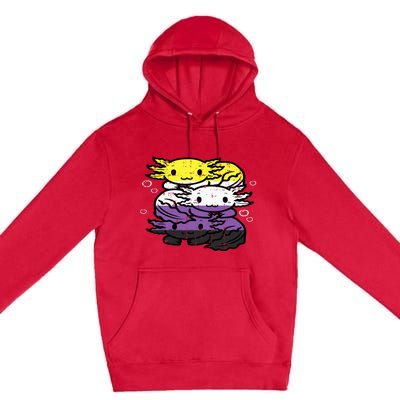 Nonbinary Axolotl Pile Non Binary Enby Lgbtq Premium Pullover Hoodie