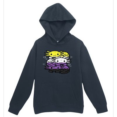 Nonbinary Axolotl Pile Non Binary Enby Lgbtq Urban Pullover Hoodie