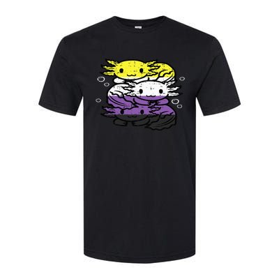 Nonbinary Axolotl Pile Non Binary Enby Lgbtq Softstyle® CVC T-Shirt