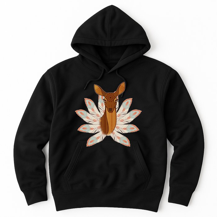 Native American Pattern Totem Deer Hoodie