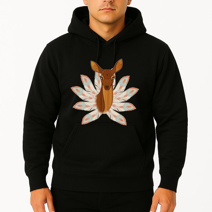 Native American Pattern Totem Deer Hoodie