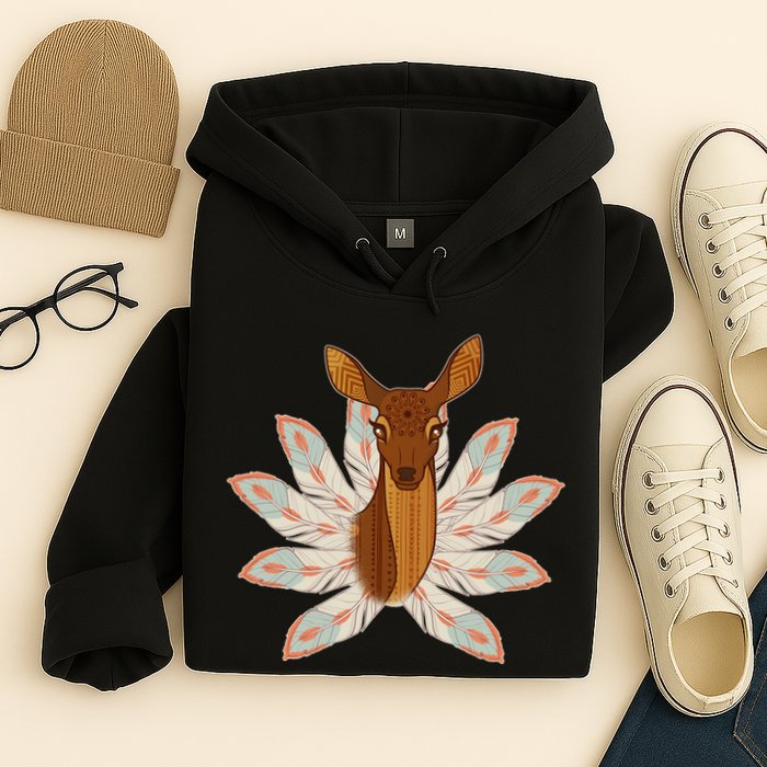 Native American Pattern Totem Deer Hoodie