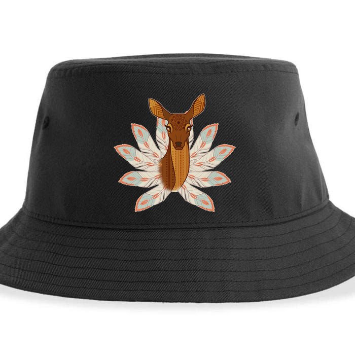 Native American Pattern Totem Deer Sustainable Bucket Hat