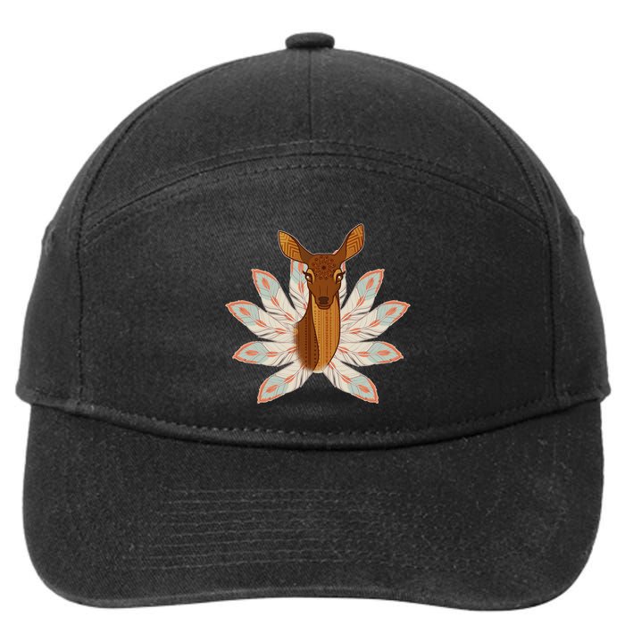 Native American Pattern Totem Deer 7-Panel Snapback Hat