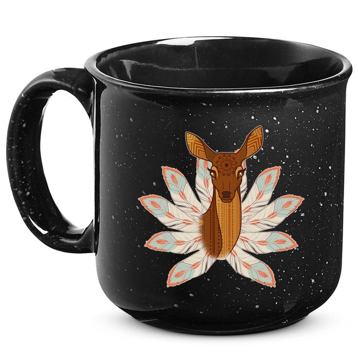 Native American Pattern Totem Deer 15oz Campfire Ceramic Mug