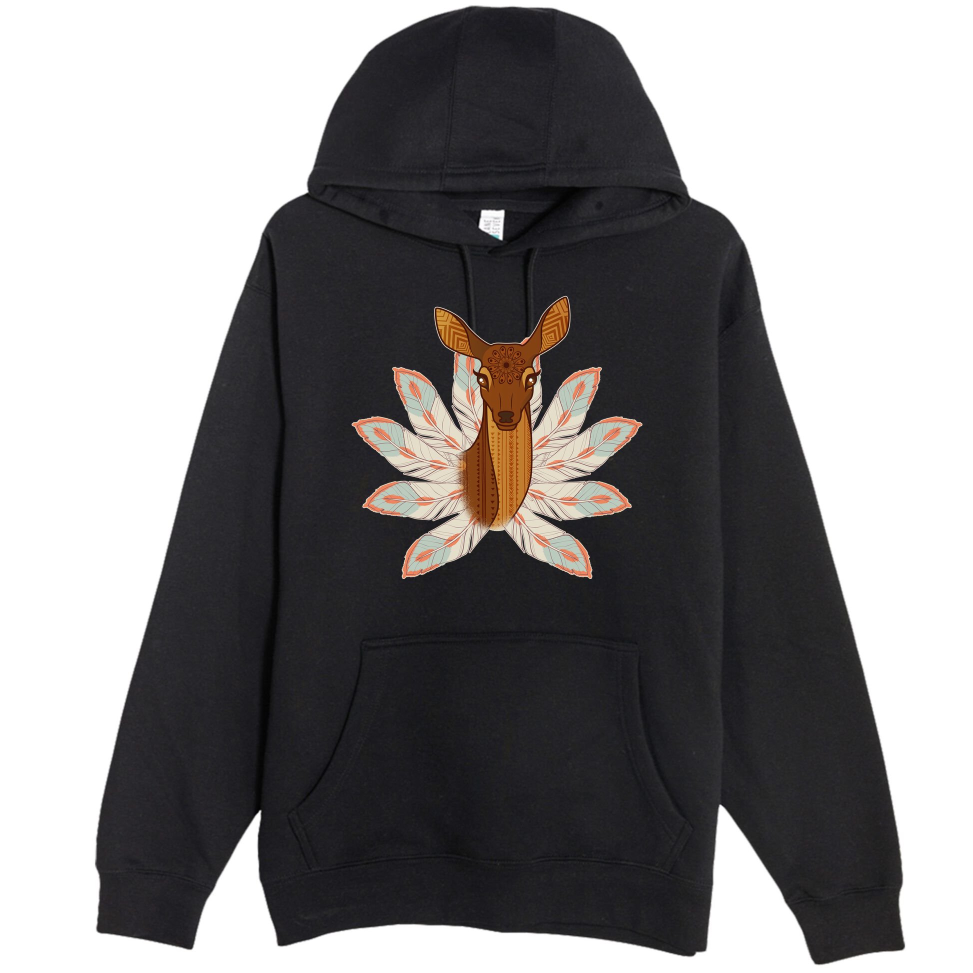Native American Pattern Totem Deer Premium Pullover Hoodie