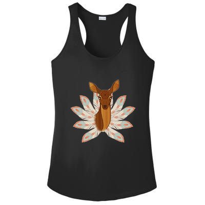 Native American Pattern Totem Deer Ladies PosiCharge Competitor Racerback Tank