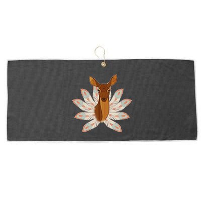 Native American Pattern Totem Deer Large Microfiber Waffle Golf Towel