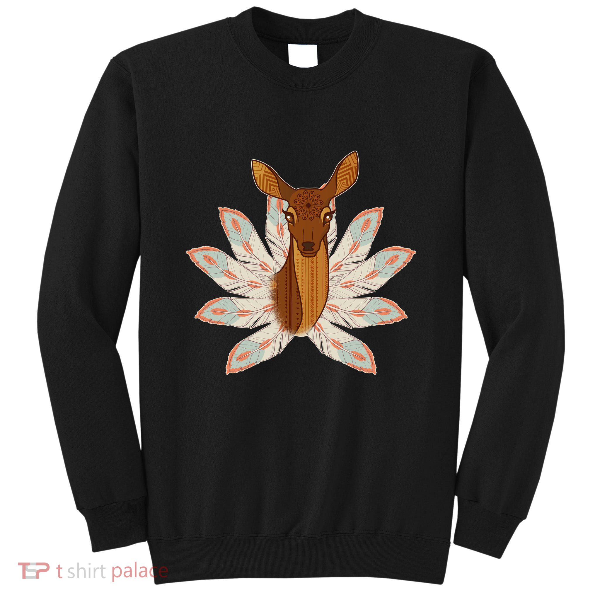 Native American Pattern Totem Deer Tall Sweatshirt
