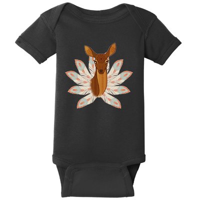 Native American Pattern Totem Deer Baby Bodysuit
