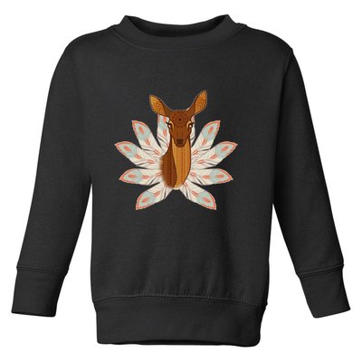 Native American Pattern Totem Deer Toddler Sweatshirt