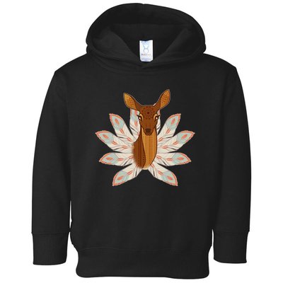 Native American Pattern Totem Deer Toddler Hoodie