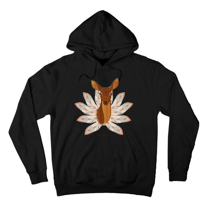 Native American Pattern Totem Deer Tall Hoodie