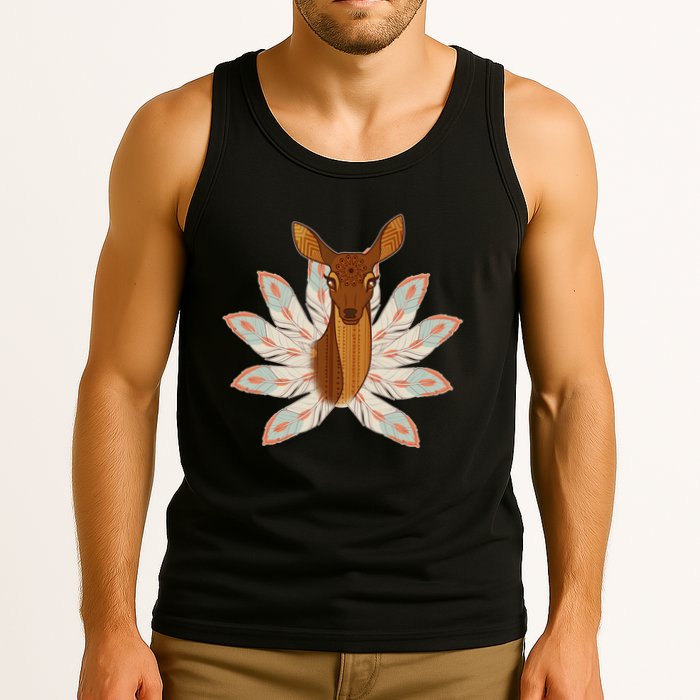 Native American Pattern Totem Deer Tank Top