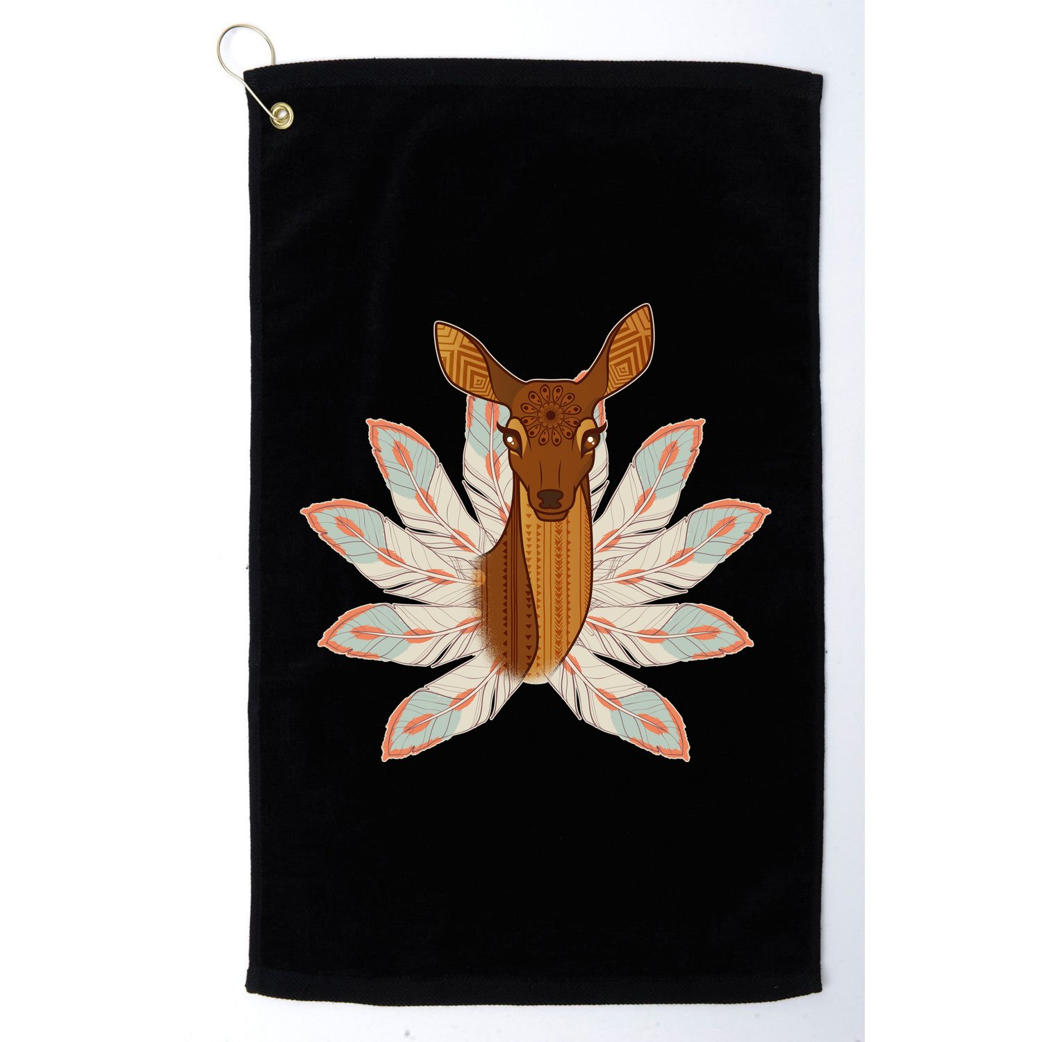 Native American Pattern Totem Deer Golf Towel