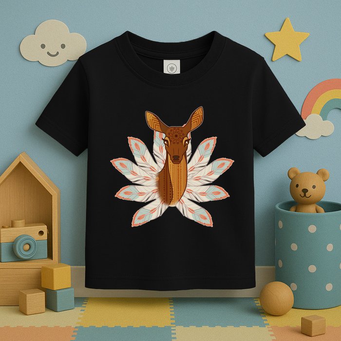 Native American Pattern Totem Deer Toddler T-Shirt