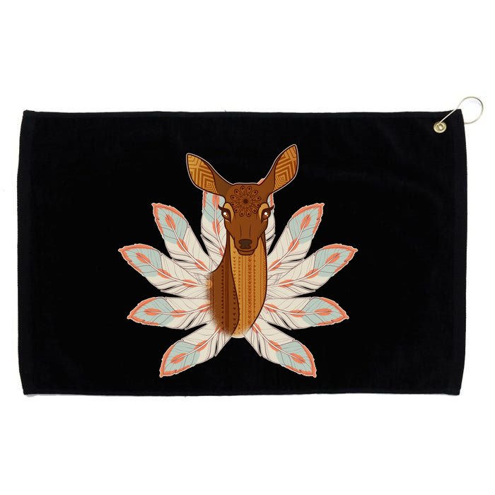 Native American Pattern Totem Deer Grommeted Golf Towel