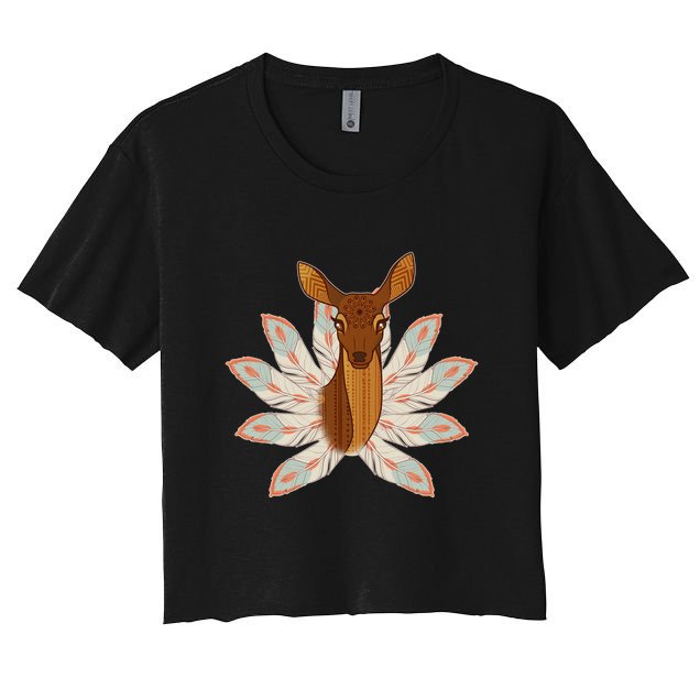Native American Pattern Totem Deer Crop Top