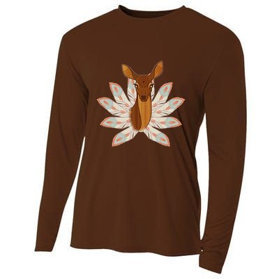 Native American Pattern Totem Deer Cooling Performance Long Sleeve Crew