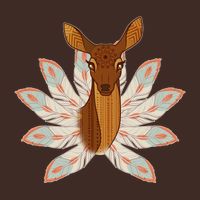 Native American Pattern Totem Deer Poster