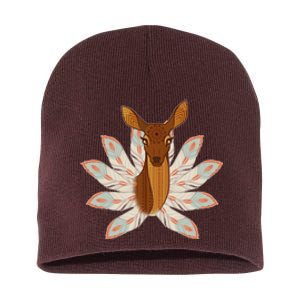 Native American Pattern Totem Deer Short Acrylic Beanie