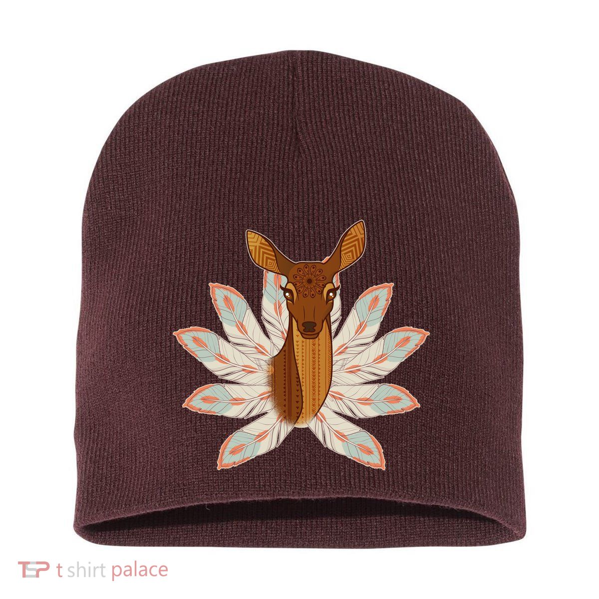 Native American Pattern Totem Deer Short Acrylic Beanie