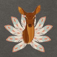 Native American Pattern Totem Deer Cotton Canvas Backpack