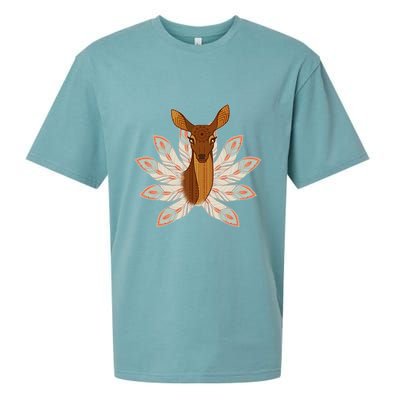 Native American Pattern Totem Deer Sueded Cloud Jersey T-Shirt