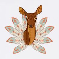 Native American Pattern Totem Deer Garment-Dyed Sweatshirt